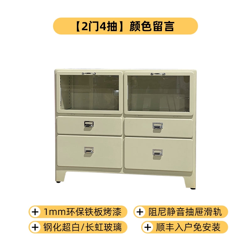 Umweltfreundliche glas Japanischen eisen schrank retro Ins PopularNordic hause schmiedeeisen metall dining side schrank figur locker 
