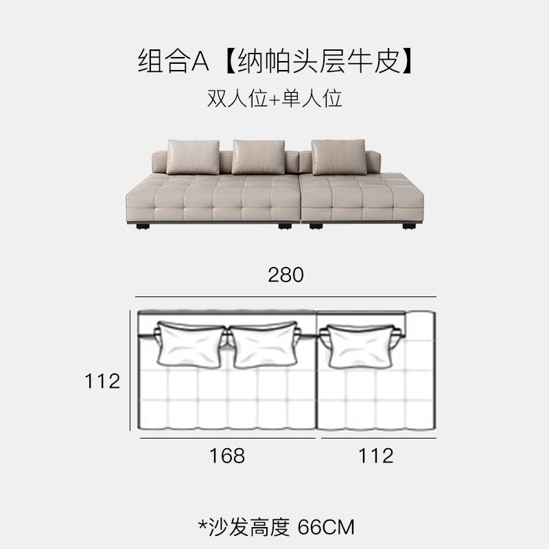 Home Furnishing Italian Minimalist Lawrence First Floor Cowhide Sofa Villa Large Flat Floor Large Apartment Designer Combination