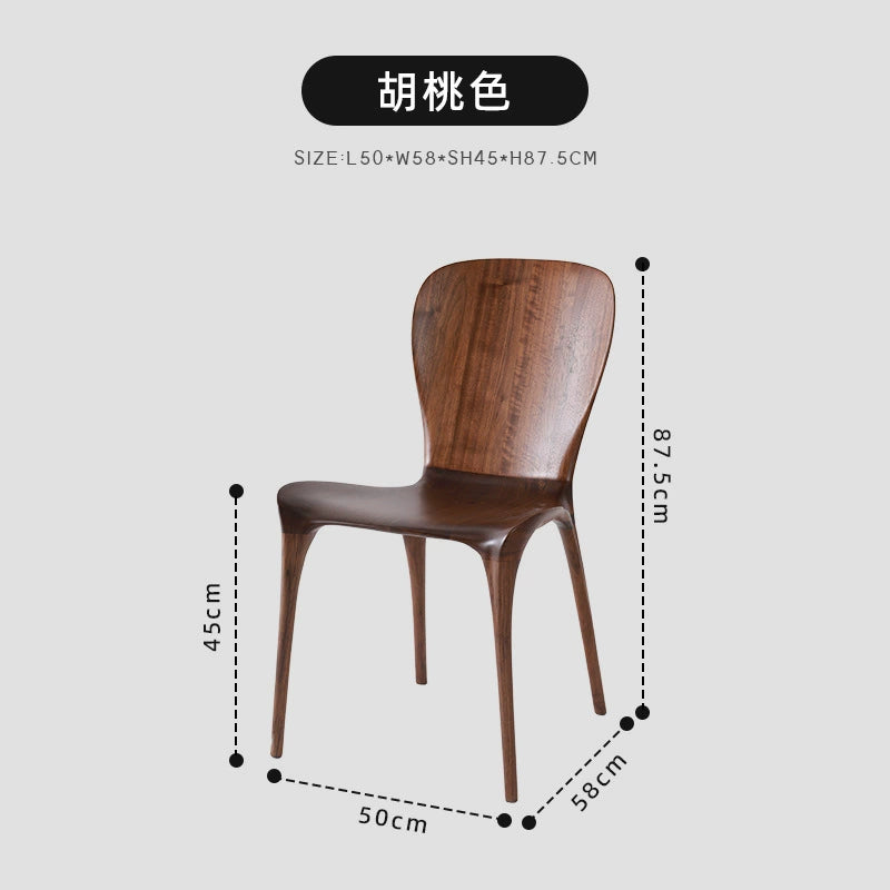 Eureka-Stuhl, nordamerikanischer schwarzer Nussbaum, reines Massivholz, Vollzapfen- und Zapfen-Esszimmerstuhl, leichter Luxus-Designerstuhl 