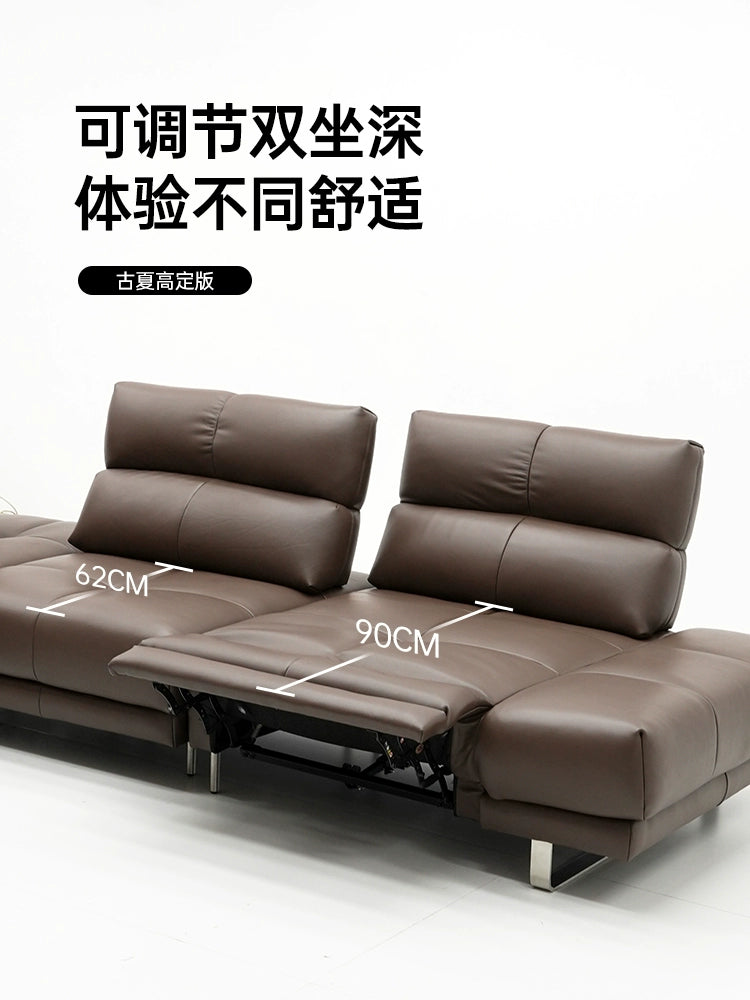 Roman Sofa Italian Minimalist Villa Large Flat Living Room Functional Backrest Adjustable Electric Sofa Light Luxury Leather