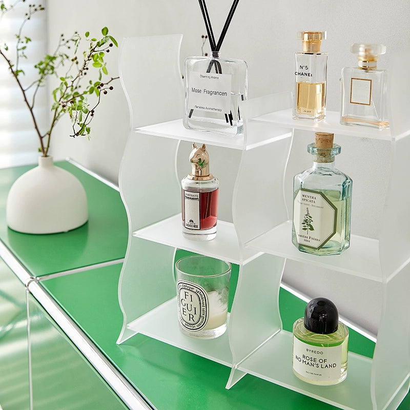 Desktop-Aufbewahrungsregal in transparentem Acrylregal minimalistisches leichtes Luxus-Kosmetik-Präsentationsregal 