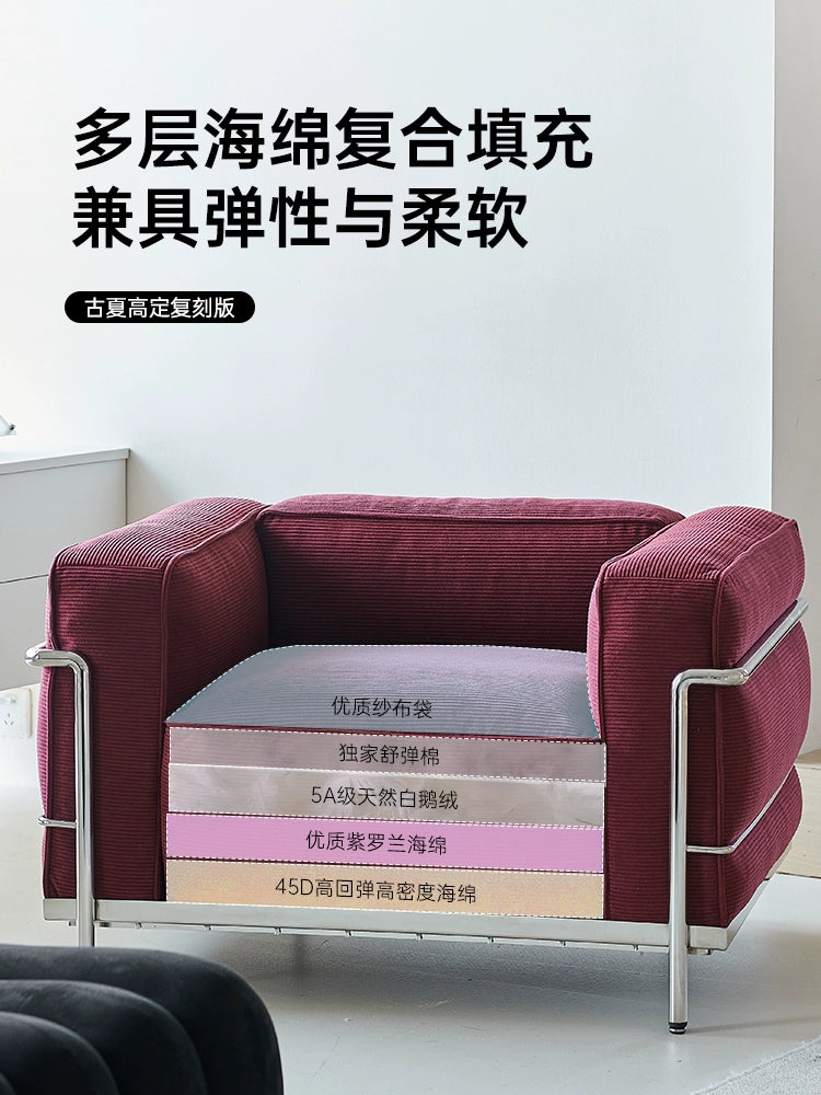 LC3 Fabric Sofa Medieval Corbusier Bauhaus Designer Single Chair Retro Living Room Home Single Sofa