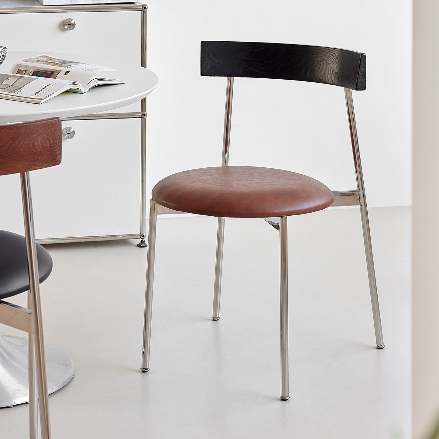 Mokka-Stuhl, nordischer Retro-Esszimmerstuhl, leichter Luxus, minimalistischer Rückenlehnenstuhl, stapelbarer Schreibtischstuhl für Zuhause 