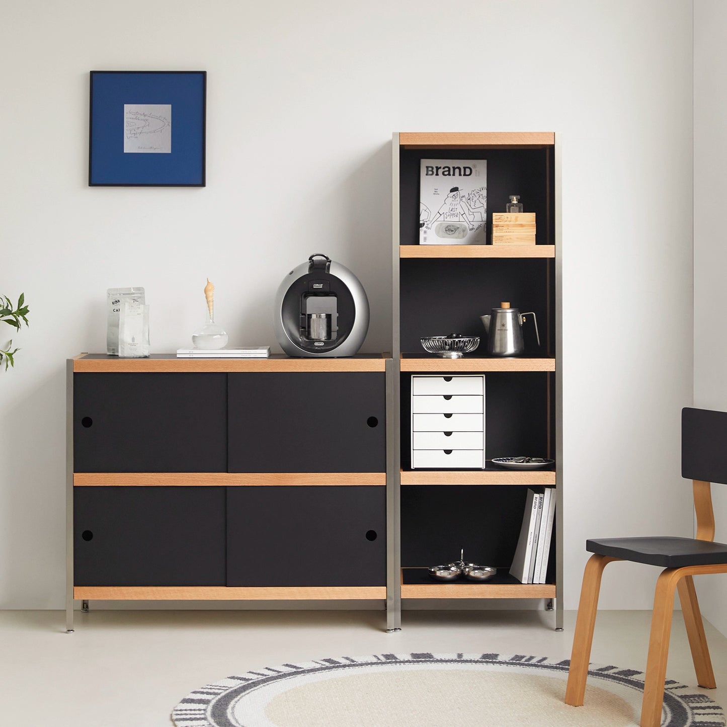 Massivholz Esszimmer Side Schrank an der Wand Locker Licht Luxus High-End Wohnzimmer Kombination Lagerregal Retro 