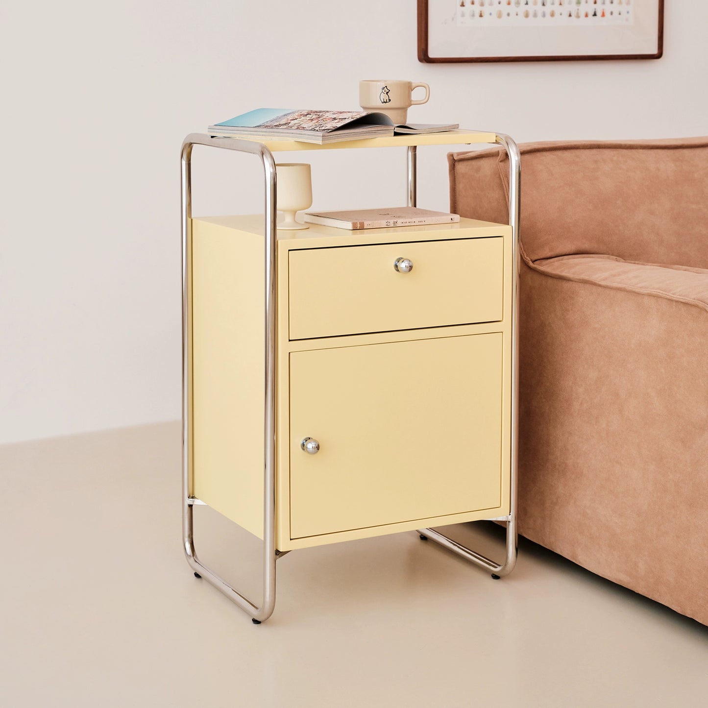 Kreativer mittelalterlicher Haushalts-Nachttisch, Aktenschrank aus Edelstahl, Wohnzimmer-Aufbewahrungsschrank, Sofa-Aufbewahrungs-Seitenschrank 