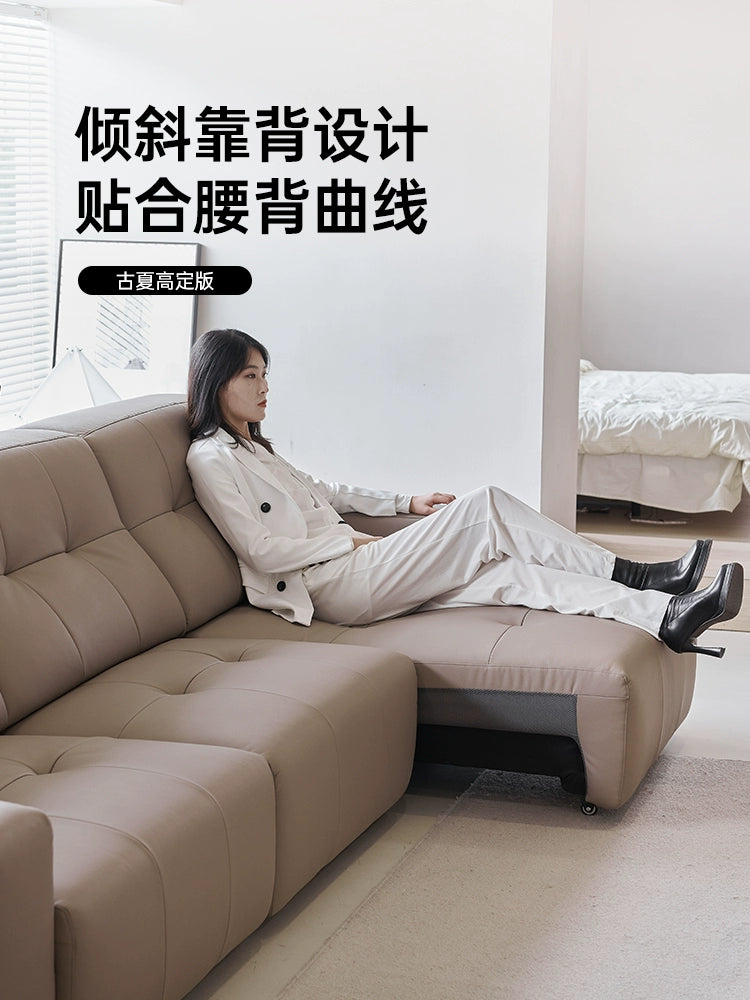 Italian Minimalist Function Sofa Bed Small Apartment Living Room Light Luxury Straight Row Zero Against The Wall Leather Retractable Electric Sofa