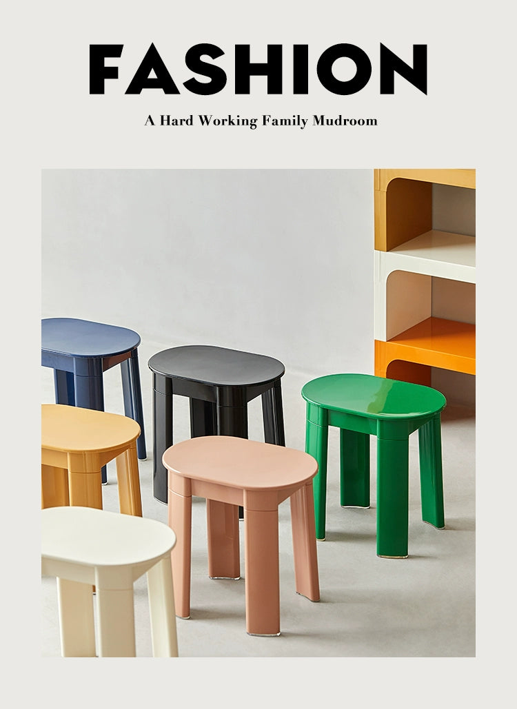 Mittelalterlicher niedriger Hocker, kleiner Plastikhocker für die Wohnung, verdickter Ins Popularround-Hocker, einfacher Ankleidehocker 