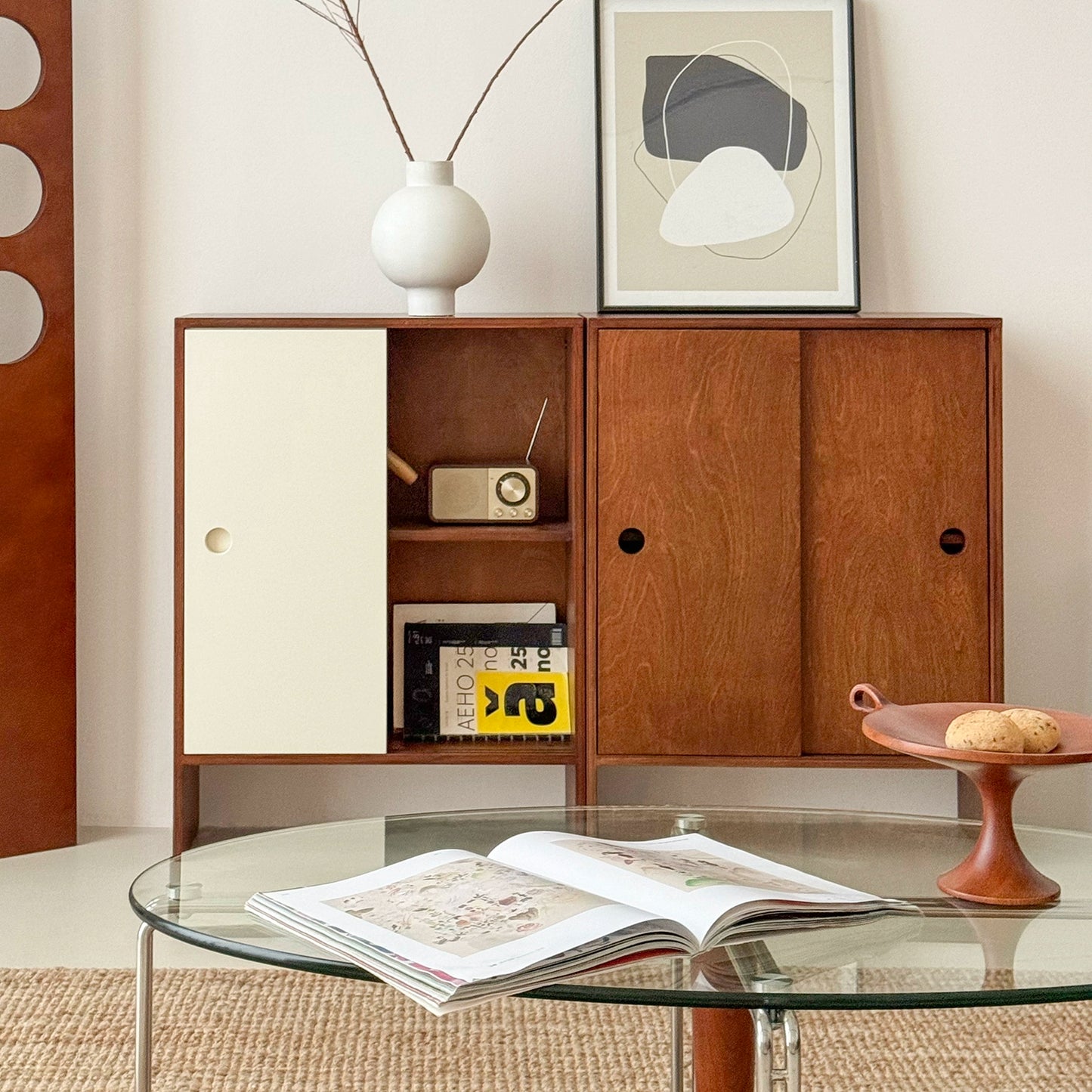 Esszimmer-Seitenschrank-Kombination Massivholzschrank Mittelalter-Lagerschrank Marine-Panel TV-Schrank Lagerboden Bücherregal