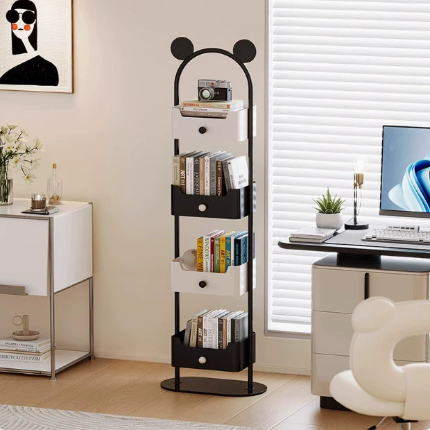 Bodenhohes Bücherregal Wohnzimmer Zuhause Mehrschichtiges Schmiedeeisenregal an der Wand Kreativer Kinder-Eckschrank 