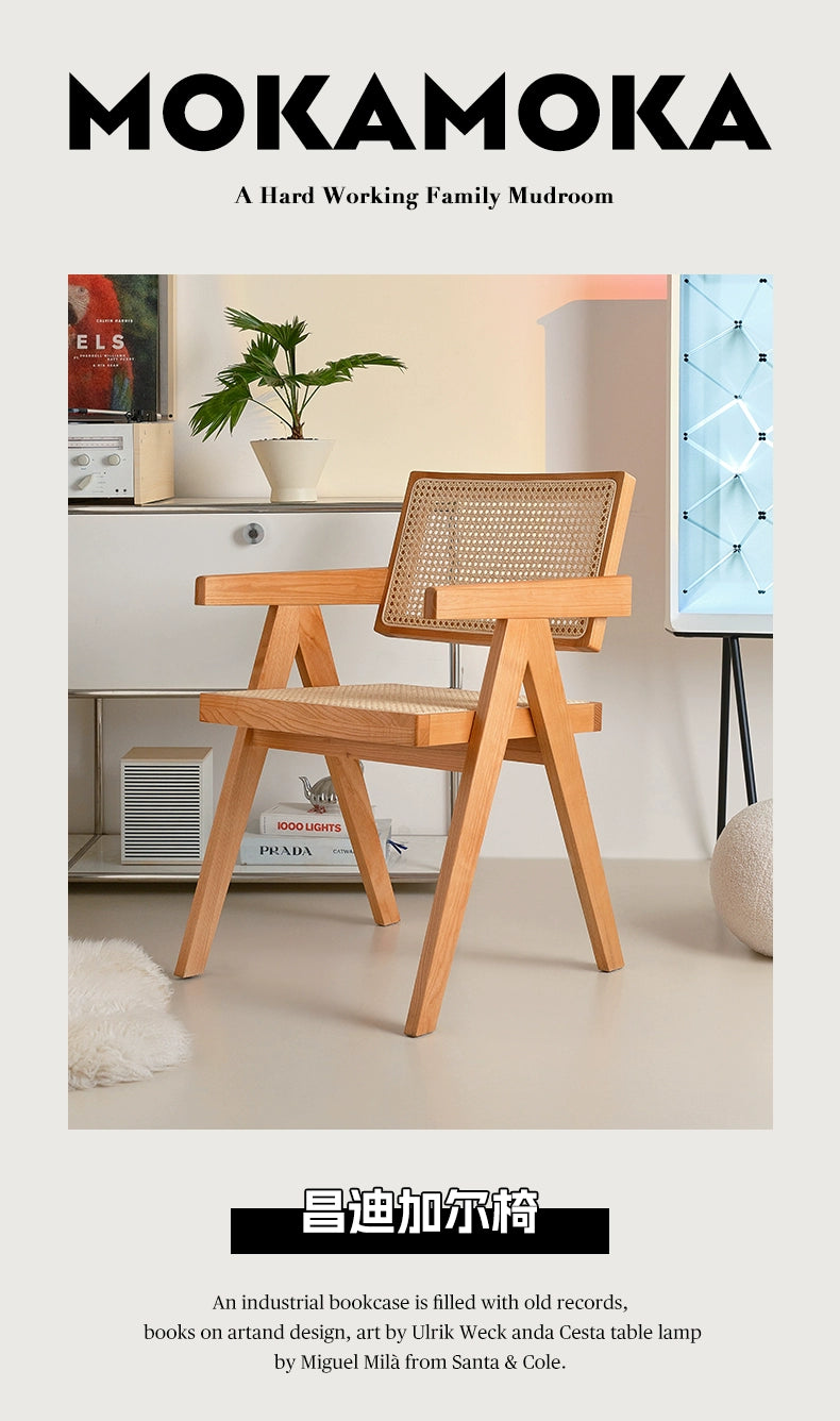 Chandigarh Stuhl Massivholz Rattan Esszimmerstuhl Mittelalter Designerstuhl Wabi Sabi Wind Retro Stuhl B &amp; B 