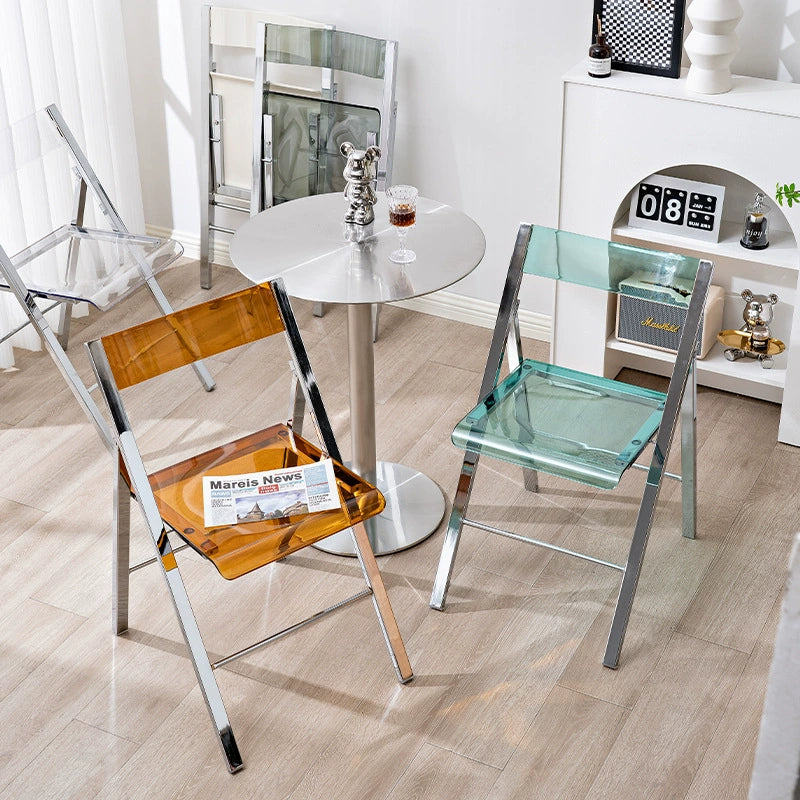 Klappbarer Esszimmerstuhl aus Acryl mit transparenter Rückenlehne, Hocker im Ins Popularins-Stil, einfacher nordischer Freizeitstuhl 