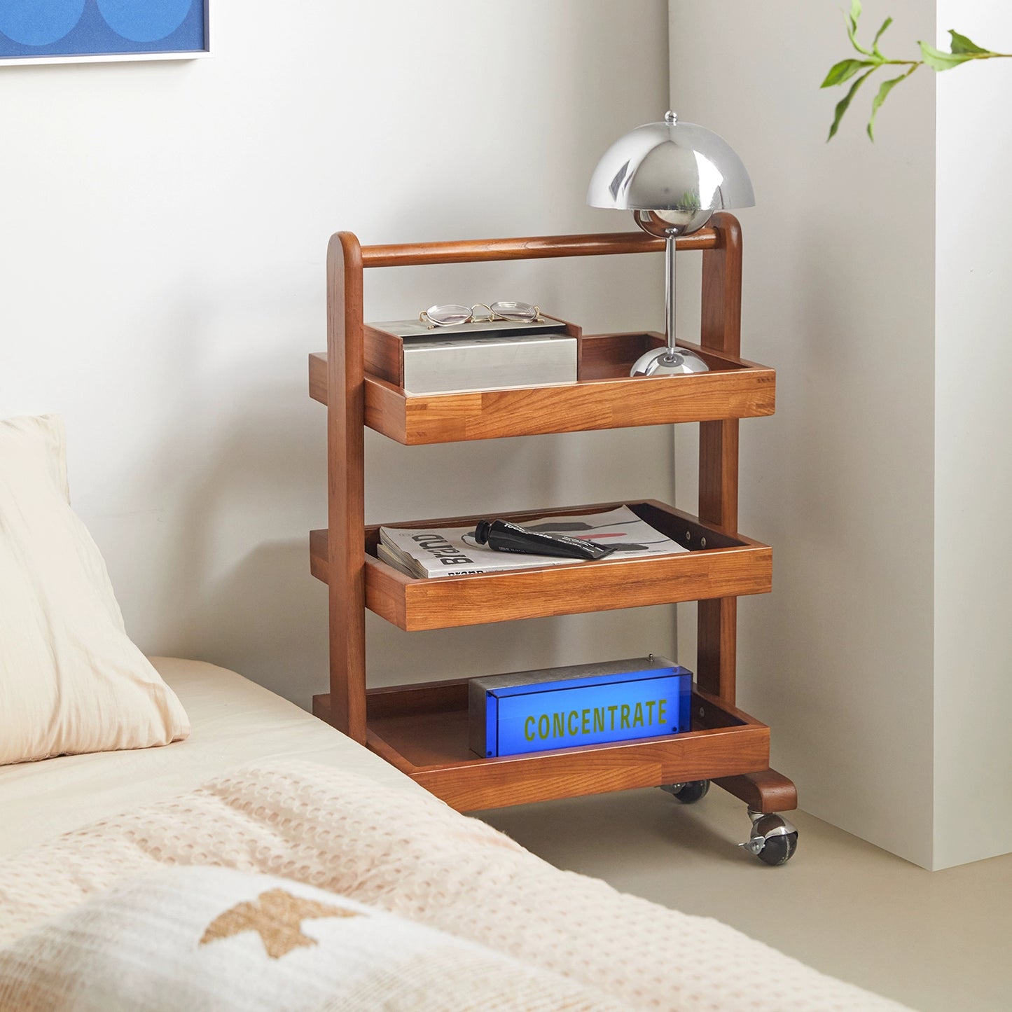 Mittelalterlicher Trolley-Rack Massivholz Mobile Sofa Edge Paar Kreative Nordic Modern Side Cabinet Teetisch 