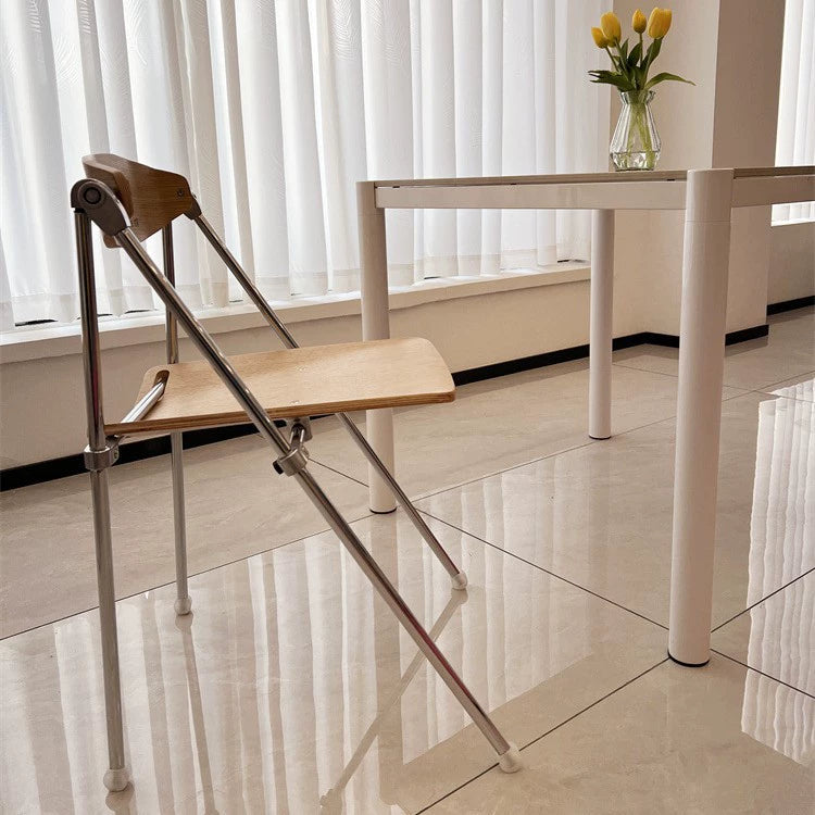 Klappbarer Esszimmerstuhl, mittelalterlicher, einfacher Stuhl aus Massivholz, leichter, luxuriöser High-End-Café-Freizeitstuhl, Kreativität 