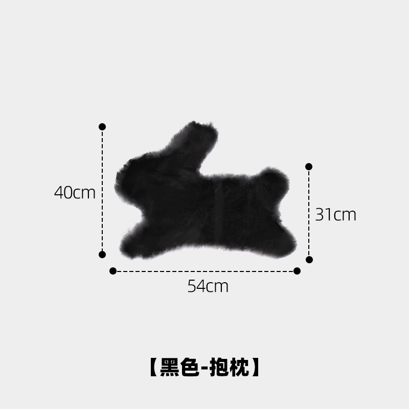 Kaninchen-Wurfkissen, echte Wolle, für Wohnzimmer, Sofa, Schlafzimmer, weiche, wachsartige Puppe, niedlich, leicht, luxuriös, hohes Gefühl 