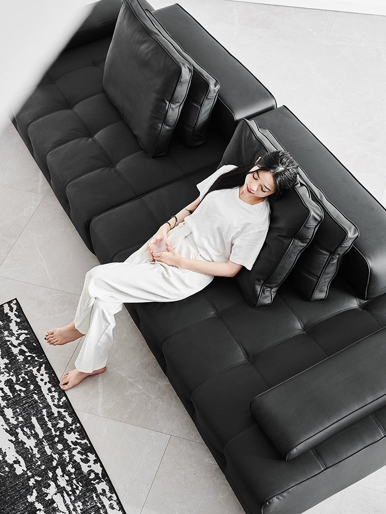 Home Furnishing Italian Minimalist Lawrence First Floor Cowhide Sofa Villa Large Flat Floor Large Apartment Designer Combination