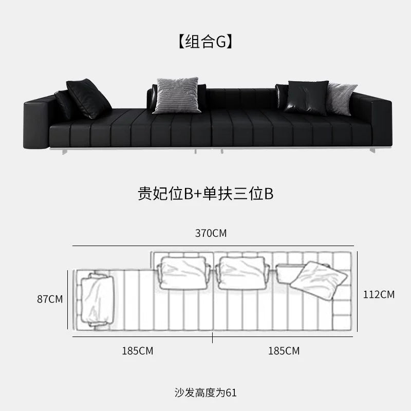 Designer Light Luxury First-layer Cowhide Splicing Corner Combination Italian Minimalist Piano Keys Villa Model Room Sofa