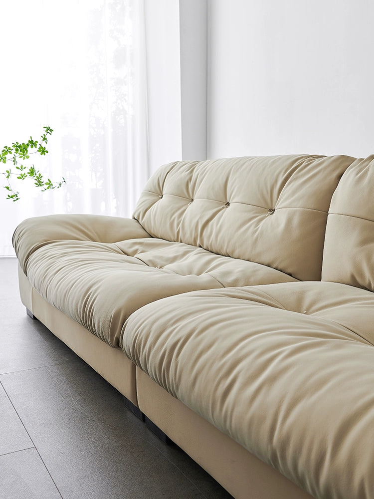 Home Furniture Italian Light Luxury Baxter Clouds Three People Straight Row Living Room Matte Leather Down Sofa