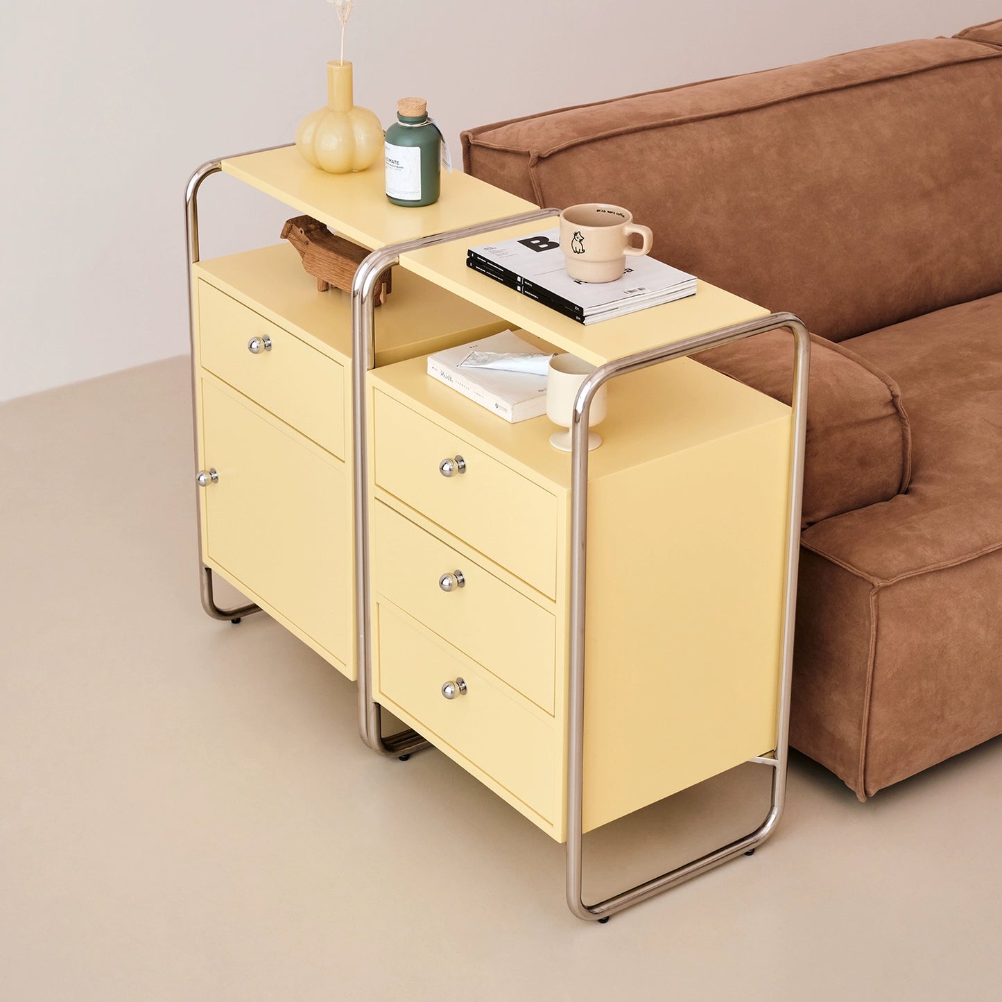 Kreativer mittelalterlicher Haushalts-Nachttisch, Aktenschrank aus Edelstahl, Wohnzimmer-Aufbewahrungsschrank, Sofa-Aufbewahrungs-Seitenschrank 