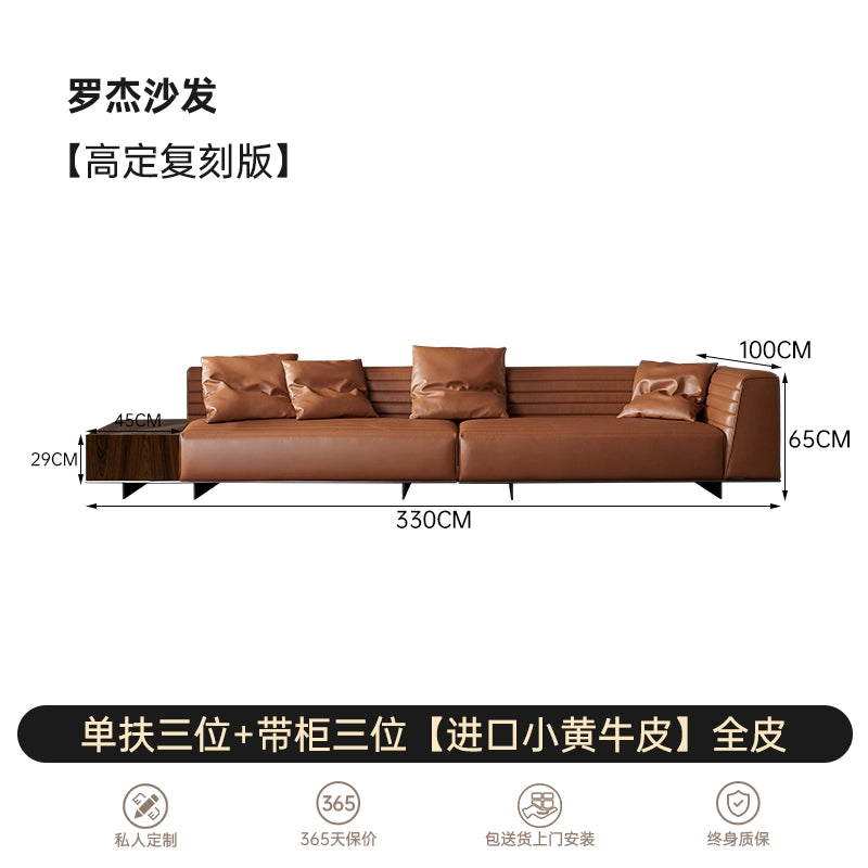 Italian Minimalist Designer Suspended Fabric Leather Villa Large Flat-floor Apartment ROGER Roger Sofa 2022