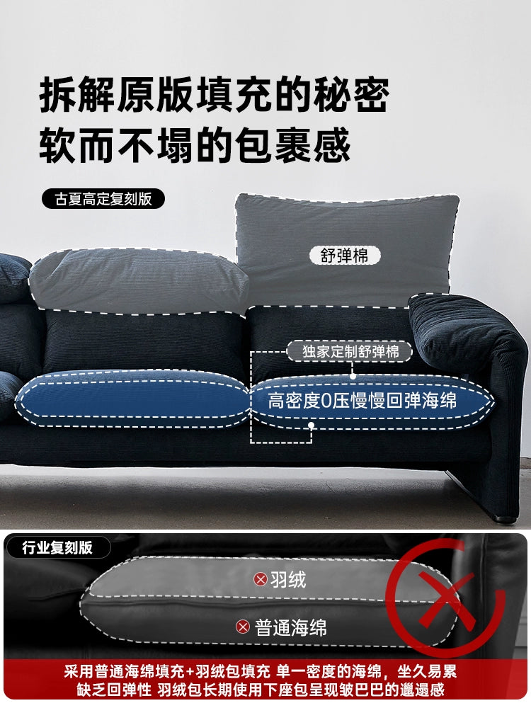 Maralunga Sofa Italian Minimalist Living Room Home Folding Ear Backrest Medieval Straight Row Three People