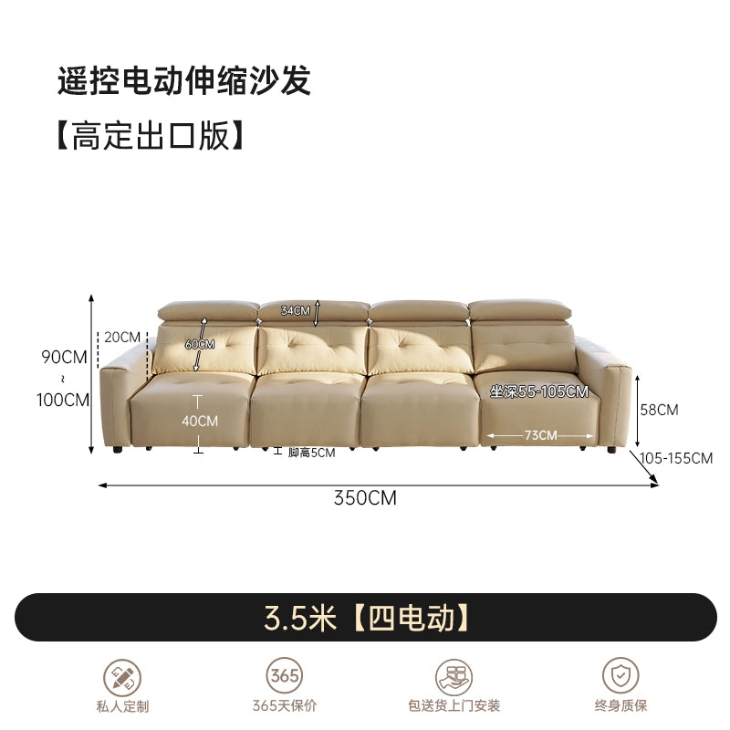 Italian Minimalist Electric Sofa Small Apartment Living Room Adjustable Function Sofa Bed High-end Zero Wall Straight Sofa