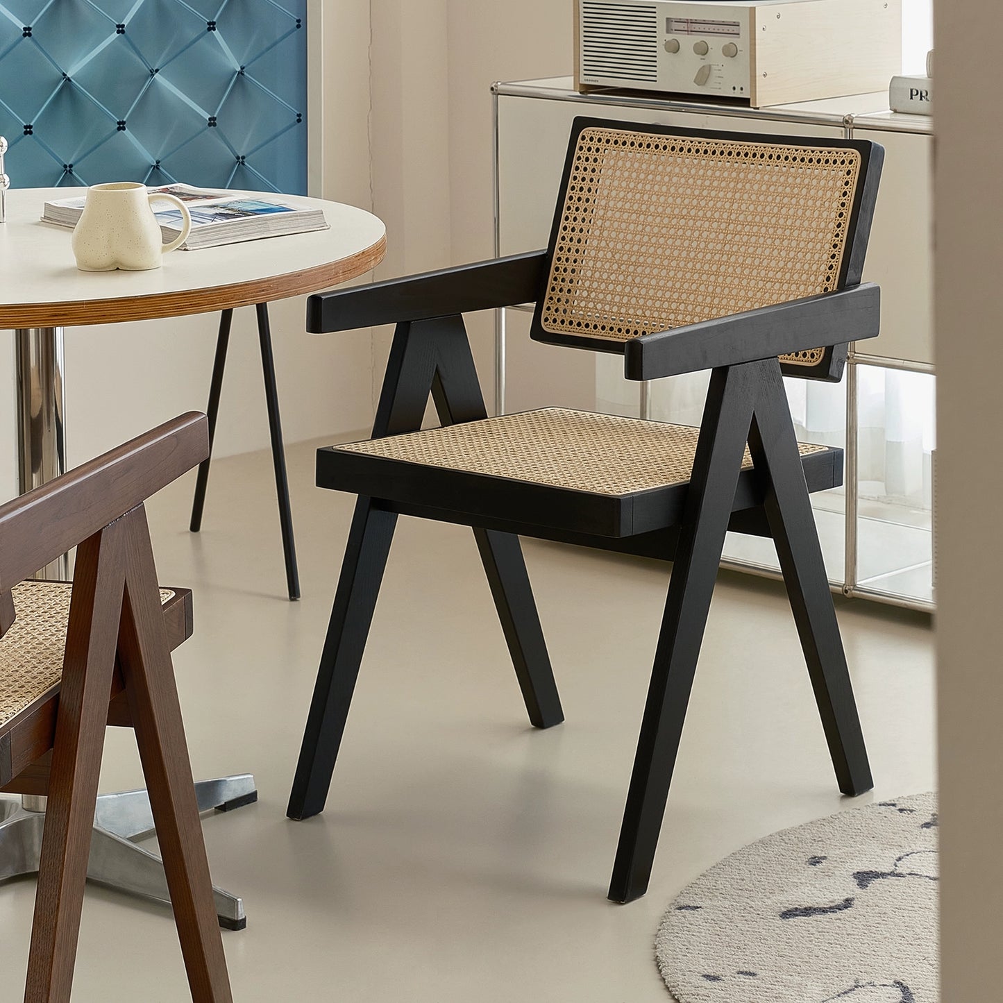 Chandigarh Stuhl Massivholz Rattan Esszimmerstuhl Mittelalter Designerstuhl Wabi Sabi Wind Retro Stuhl B &amp; B 