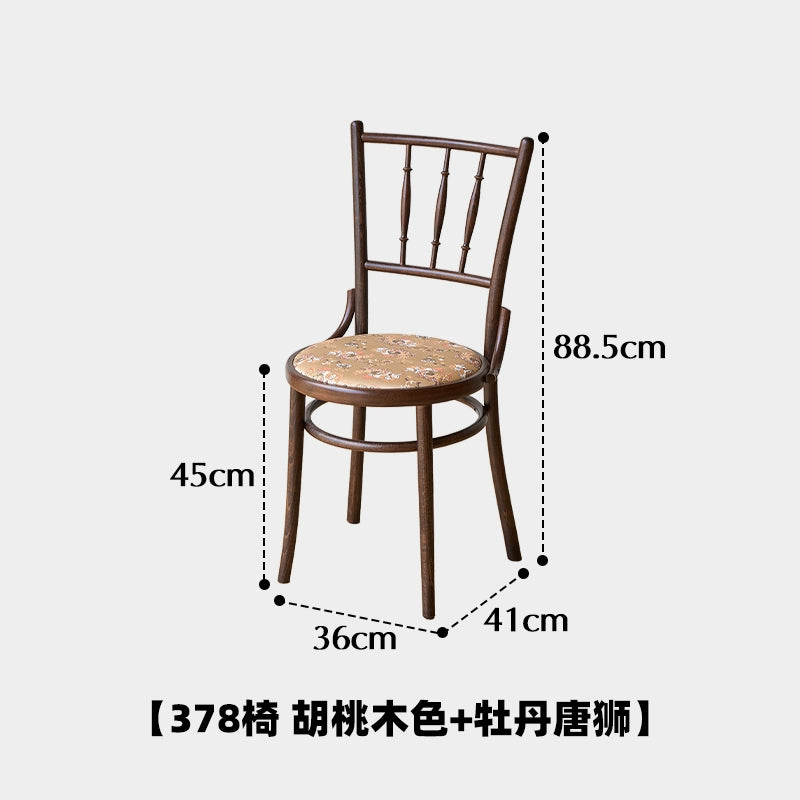 Mittelalterlicher Esszimmerstuhl aus Massivholz, bestickter Stuhl mit weicher Tasche, französischer Retro-Esszimmerstuhl für Cafés, Stuhl mit nordischer Rückenlehne 