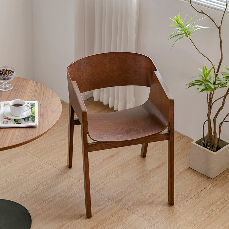 Nordischer Esszimmerstuhl aus Massivholz, Café-Stuhl mit Rückenlehne, dänischer Designer, schlichter, kreativer Besprechungsstuhl 