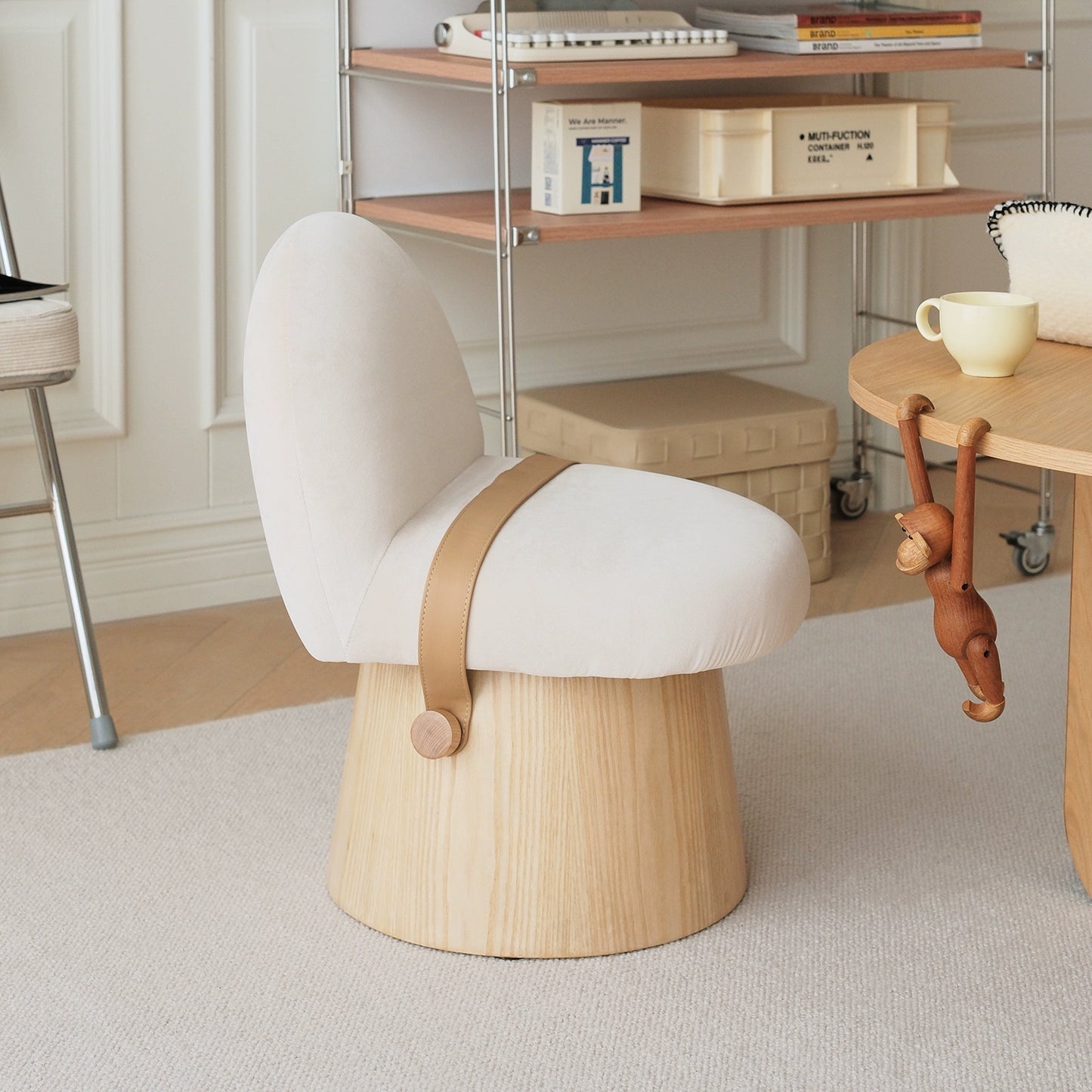 minimalistischer Einzelsofastuhl Wabi Sandy Wind Massivholz Esszimmerstuhl mittelalterlicher Designer Einzelstuhl leichter Luxus Freizeitstuhl 