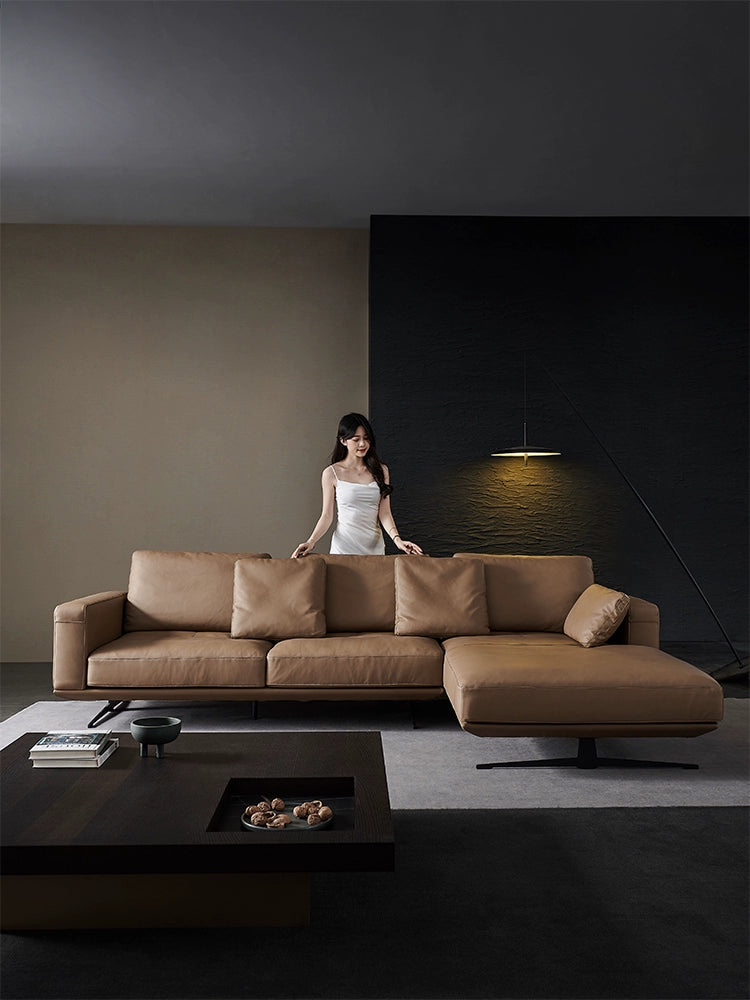 Home Furnishing Italian Minimalist Designer First-layer Cowhide Sofa Large Apartment Living Room Large Sitting Deep Concubine Combination