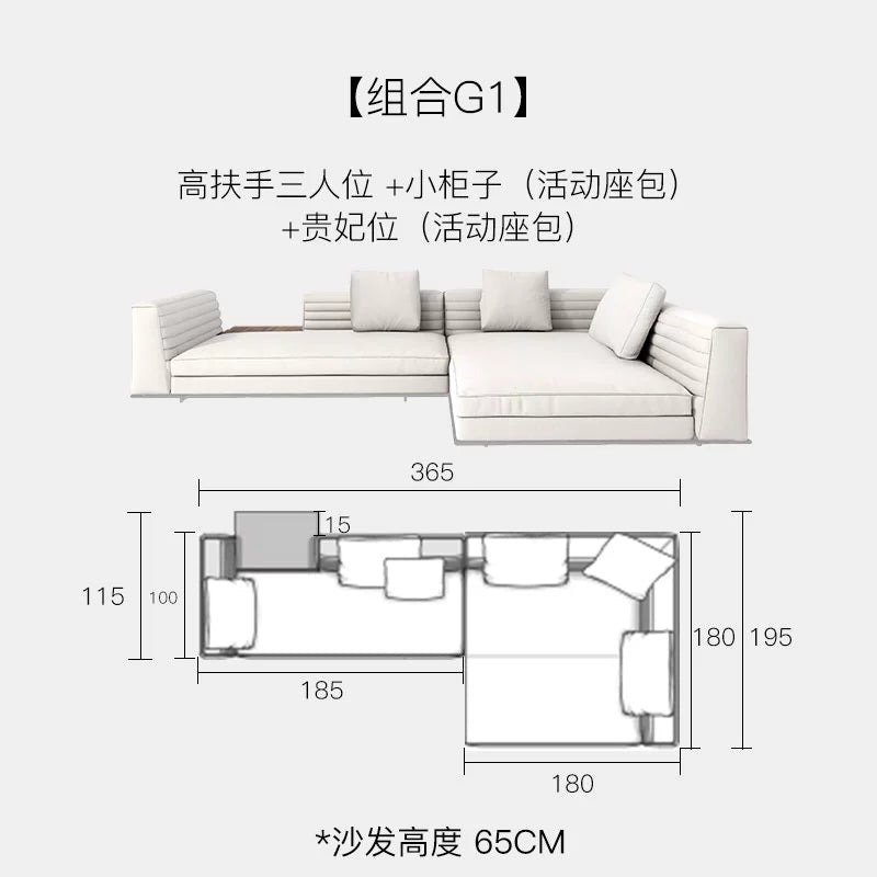 Italian Minimalist Designer Suspended Fabric Leather Villa Large Flat-floor Apartment ROGER Roger Sofa 2022