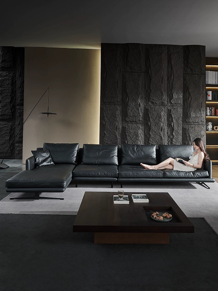 Italian Light Luxury Minimalist Designer Leather Sofa Large Apartment Living Room Home Large Sitting Deep Combination Concubine 2022