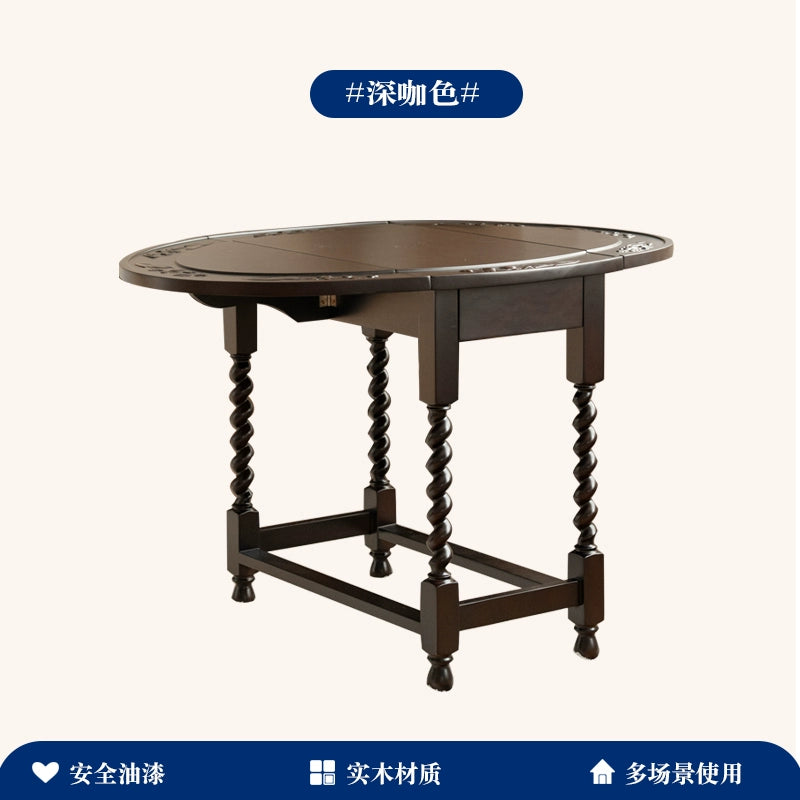 Klappbarer Esstisch Französischer mittelalterlicher Designer Massivholztisch Wohnzimmer Home Balkon Kaffee runder Tisch 