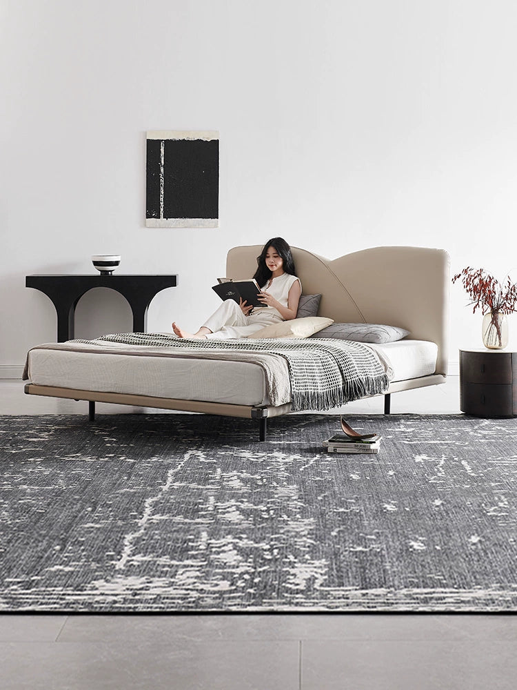 Italian Leather Bed Modern Simple High-end Atmosphere Master Bedroom Double Bed Full Steel Frame Soft Bed Wedding Bed