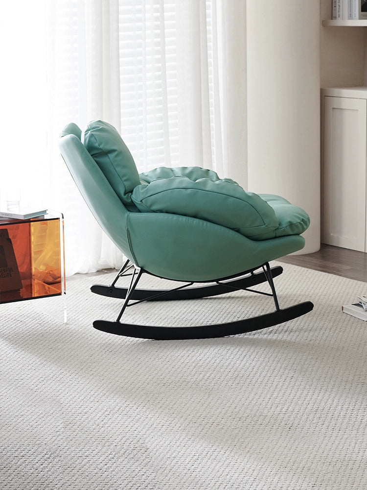 Rocking Chair Modern Simple Leather Designer Rocking Chair Single Chair Adult Living Room Bedroom Lazy Recliner Leisure Chair
