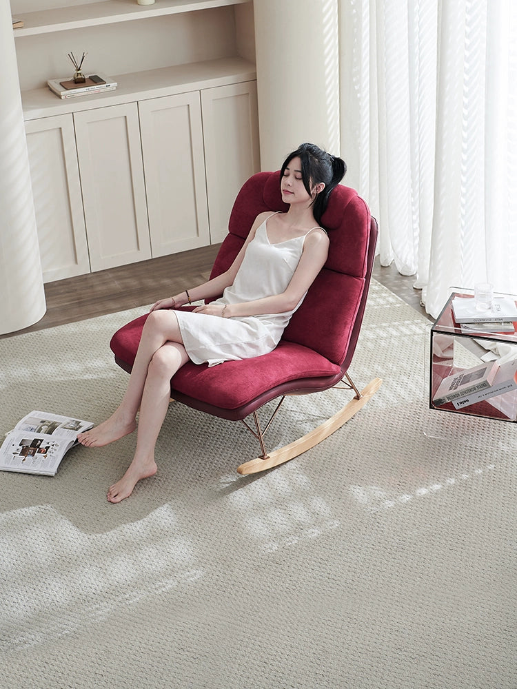 Nordic Rocking Chair Recliner Modern Light Luxury Adult Leisure Chair Home Living Room Bedroom Ins Popular Rocking Chair Sofa Single Chair