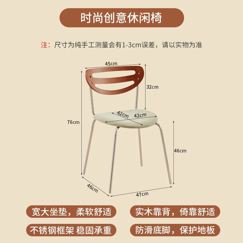 Mittelalterlicher Esszimmerstuhl aus Massivholz, einfacher moderner Heimstuhl, Designer-Restauranthocker, lässiger Rückenlehnenstuhl 