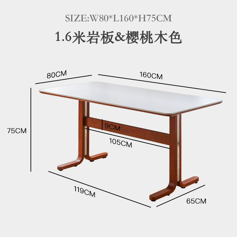 Esstisch aus massivem Holz, Steinplatte, mittelalterlicher nordischer Esstisch, moderner, schlichter quadratischer Tisch für den Haushalt, leichter Luxus und fortschrittlich 