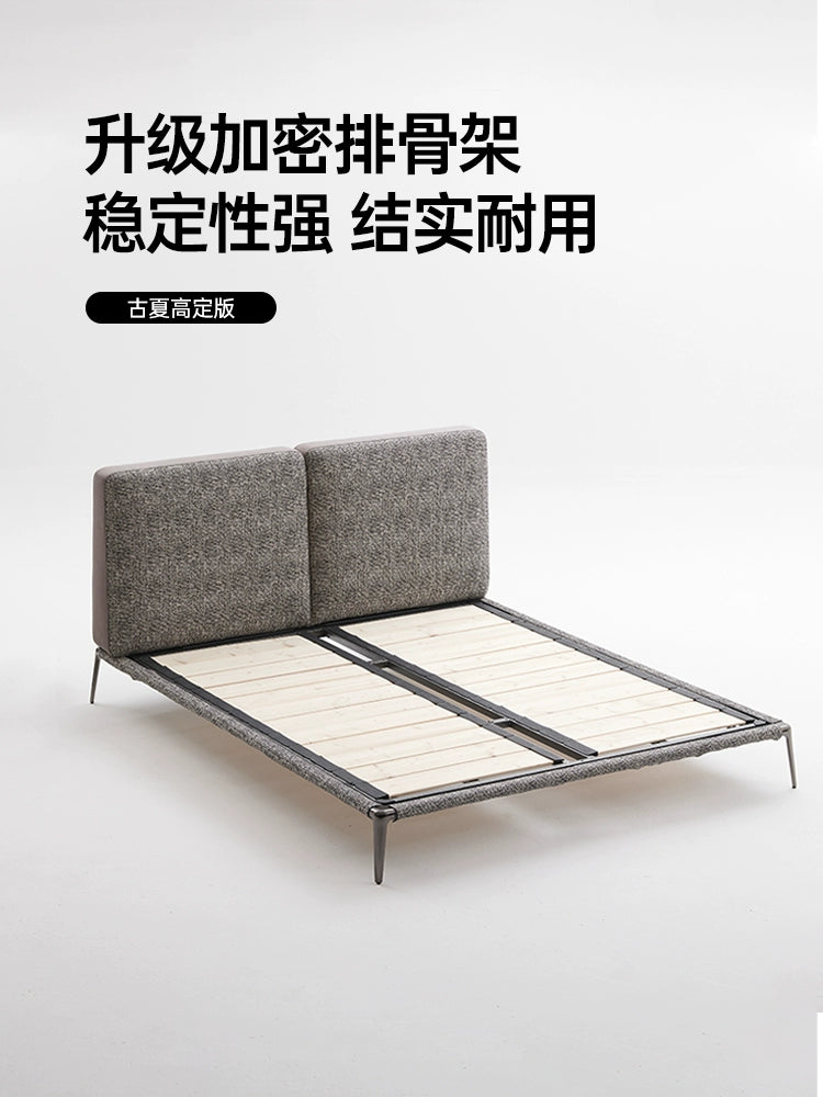 Italian Minimalist Park Park Bed Designer Villa Bedroom Master Bedroom High-end Cotton and Linen Fabric Bed Simple Double Bed