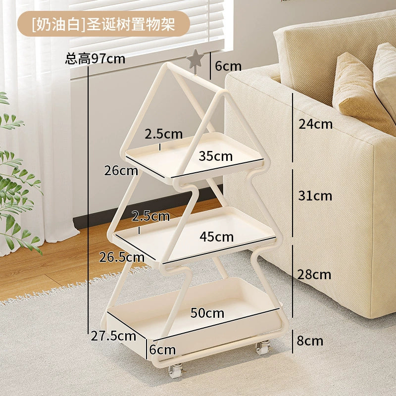 Mobiles Regal, kreatives Schmiedeeisen, leichte Luxuskante, wenige einfache Sofa-Aufbewahrungswagen, Heim-Blumenständer