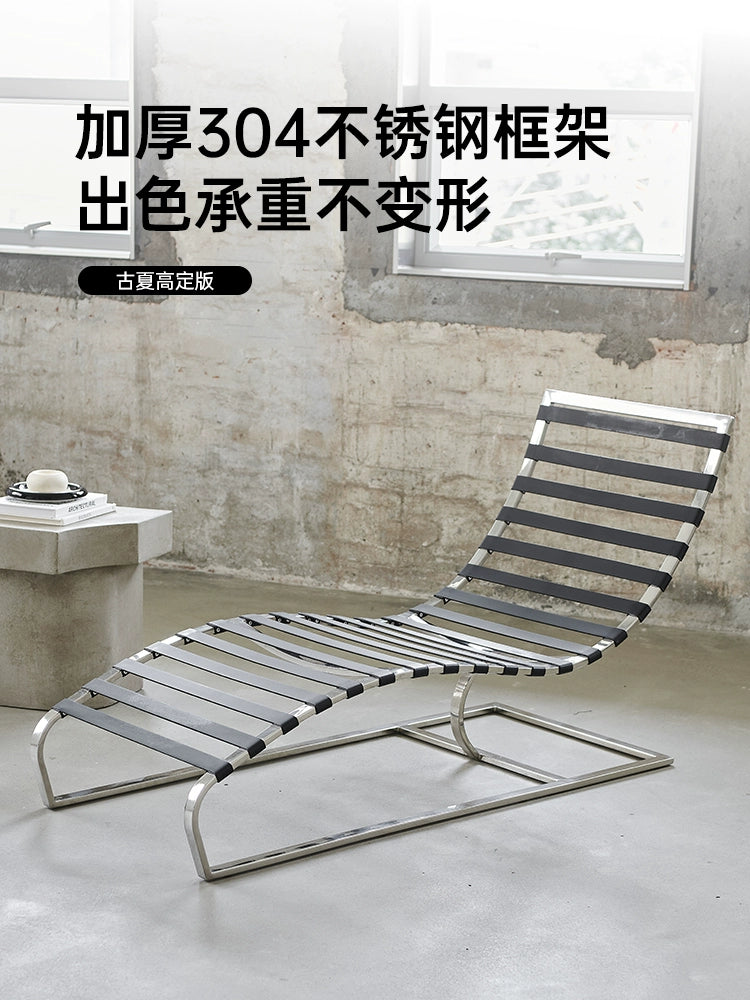 Oviedo Chaise Recliner Medieval Designer Oil Wax Leather Living Room Balcony Lunch Break Lazy Lounge Chair