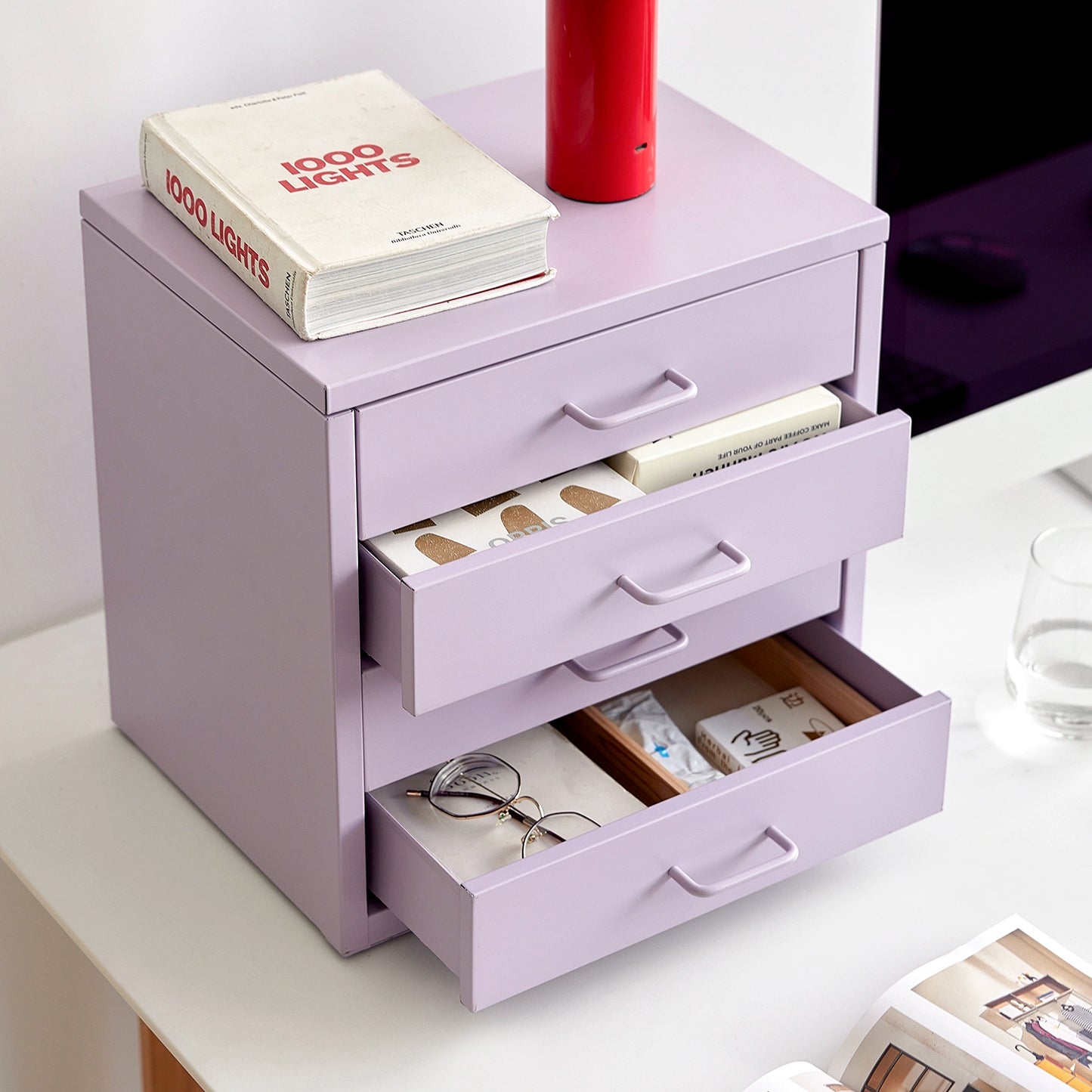 Desktop-Aufbewahrungsschrank Büro Schreibwaren Schließfach Haushalt Kleine Einheit Kosmetik Mehrschichtregal 