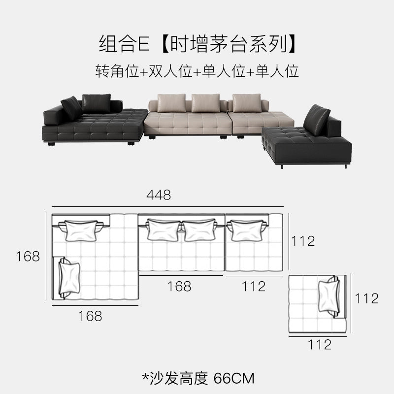 Home Furnishing Italian Minimalist Lawrence First Floor Cowhide Sofa Villa Large Flat Floor Large Apartment Designer Combination