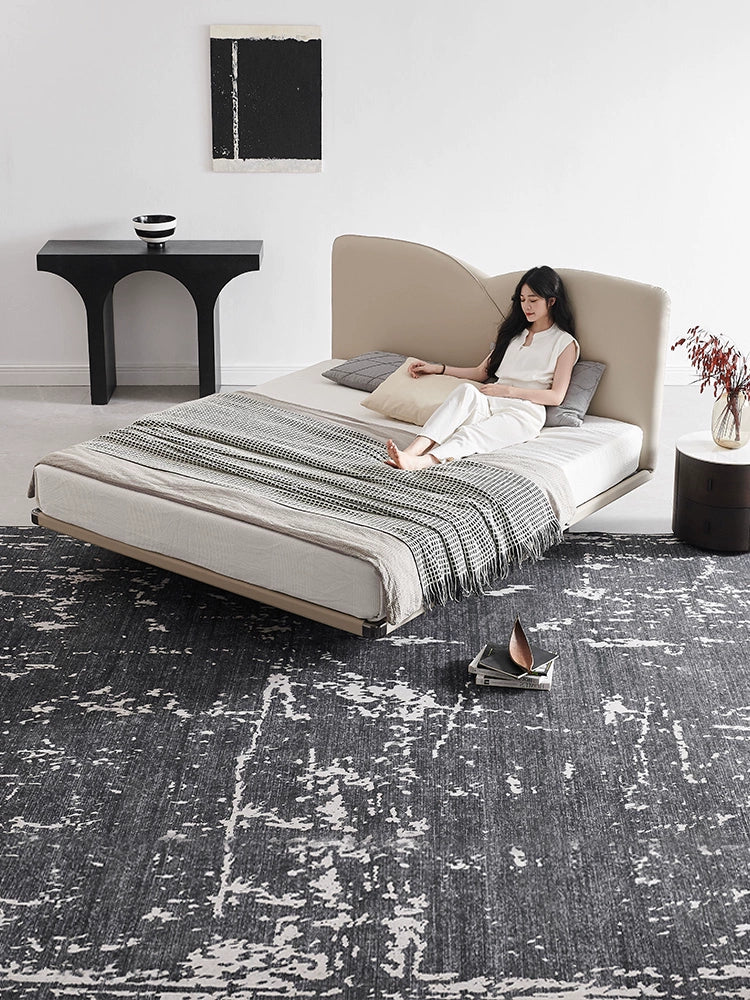 Italian Leather Bed Modern Simple High-end Atmosphere Master Bedroom Double Bed Full Steel Frame Soft Bed Wedding Bed