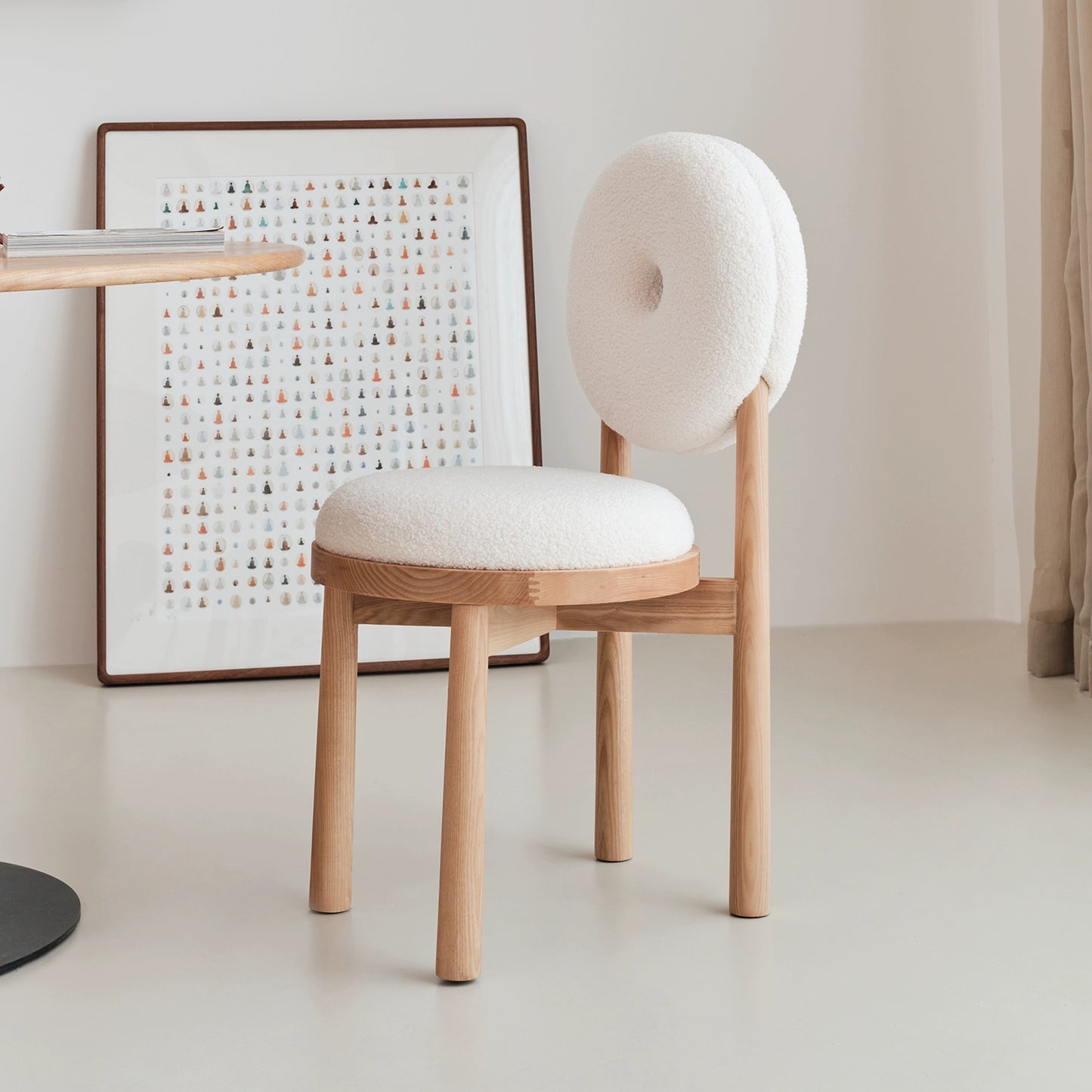 Kreative lamm wolle esszimmer stuhl haushalt massivholz dressing stuhl creme stil Ins Popularchair zurück freizeit stuhl 