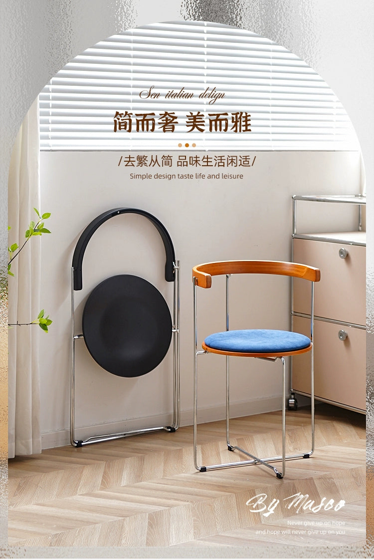 Retro Klappstuhl Esszimmerstuhl Kleine Wohnung Haushalt Massivholzstuhl Freizeit Rückenlehne Stuhl Einfaches Design 