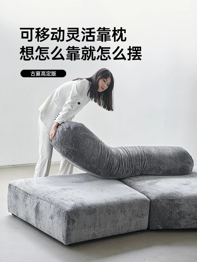 Italian Light Luxury Fabric Rock Sofa Chenille Velvet Large Flat-floor Villa Living Room Special-shaped Module Combination Sofa