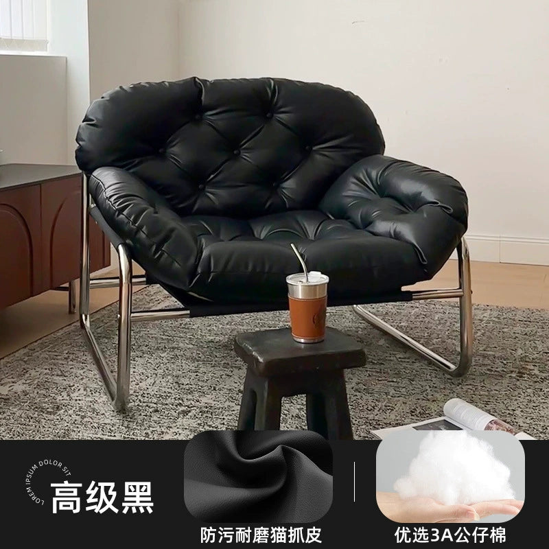 Einzelsofastuhl, leichter Luxus, hochwertiger Wohnzimmer-Freizeitsessel, cremefarben, mittelalterlicher Bauhaus-Lazy Chair 