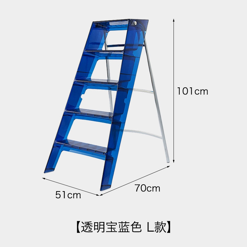 Transparente tragbare Klappleiter für den Haushalt, nordische Ins, dreistufige Leiter, Fischgrätenleiter, multifunktionales Regal 