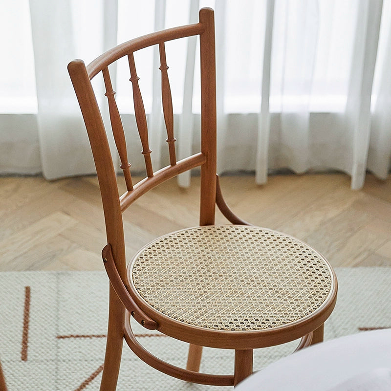 Retro Rattan Esszimmerstuhl Massivholz Rückenlehne Stuhl Home Designer TON378 Stuhl Nordic Ins Stil 